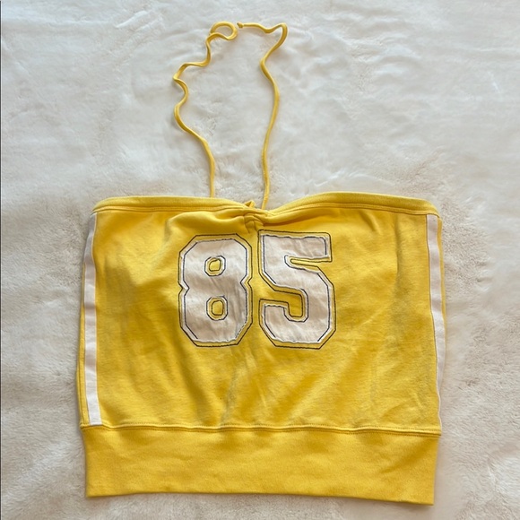 Vintage Tommy Hilfiger Yellow Tube Top with 85 Print XL - Picture 1 of 8